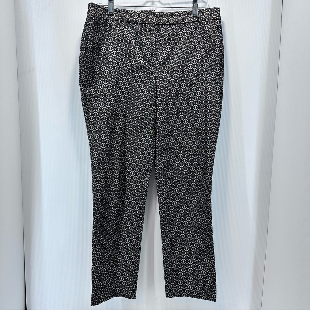 Chicos Pants Women’s Size‎ 0.5 Gold Black Jacquard Mid Rise Ankle Holiday City